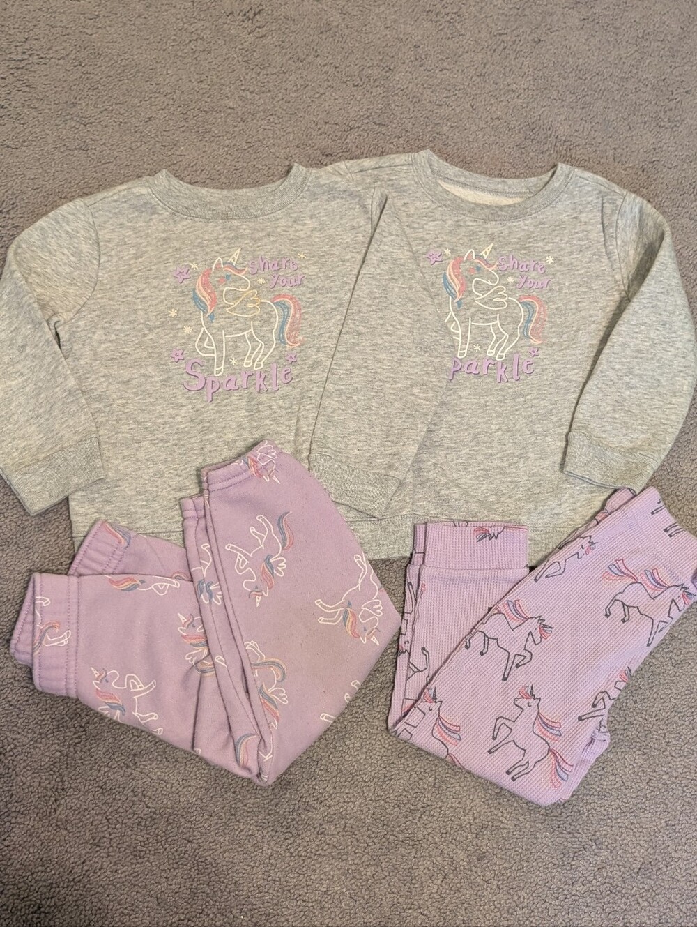 Garanimals Unicorn Sparkle Sweatshirts And Bottoms 18 24 Month FLAWED